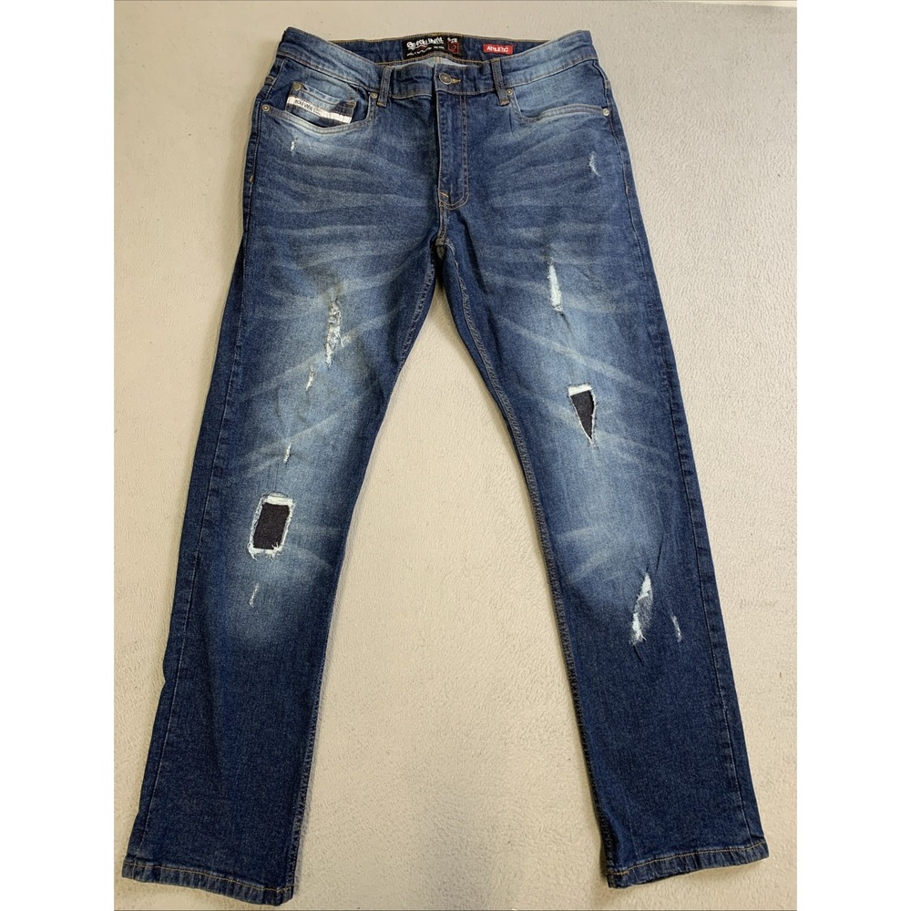 Eckō Unltd. Jeans Men's Size 32 Athletic Denim Div. Raw 72 Distressed Blue